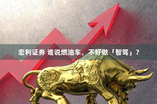 宏利证券 谁说燃油车，不好做「智驾」？