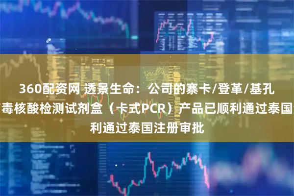 360配资网 透景生命：公司的寨卡/登革/基孔肯雅热病毒核酸检测试剂盒（卡式PCR）产品已顺利通过泰国注册审批